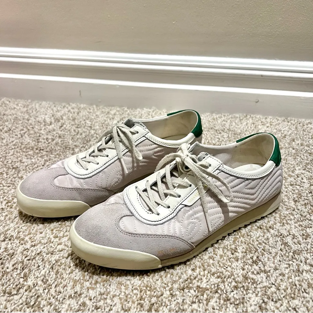 Sam Edelman Isabel Low Top Platform Sneakers Suede Green & Gray/Taupe Size 8.5 - Image 2