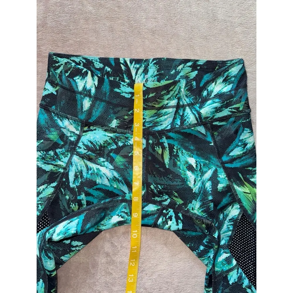 Athleta Womens Leggings Napali Mesh Sonar Capri Leaf Print Blue Green Size Small - Image 7