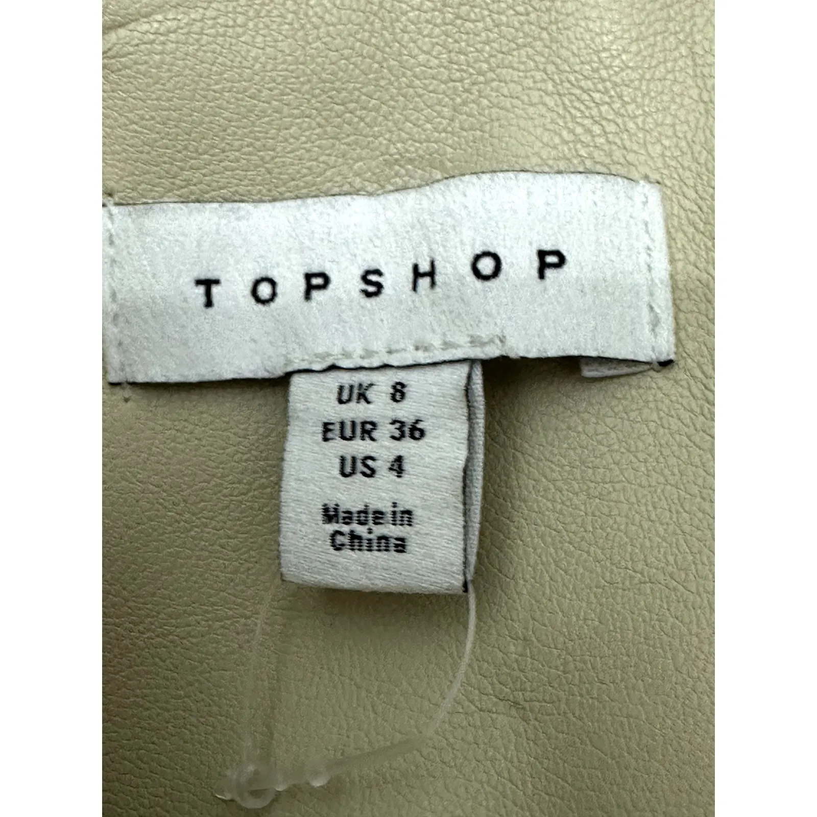 Topshop Moto Jacket Faux Leather Zipper Closure Long Sleeve Soft Cream W 2 NWOT - Image 7