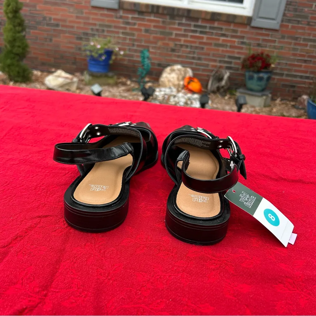 Size 8 Peyton Double Buckle black Slingback Flats by wild fable - Image 5
