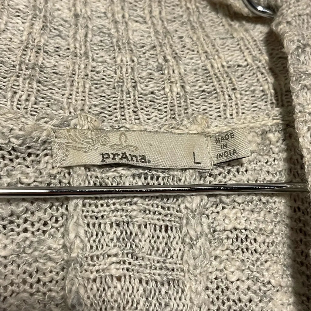 prAna Woman's Grey Casual Organic Cotton Blend Cadigan Size Large - Image 4