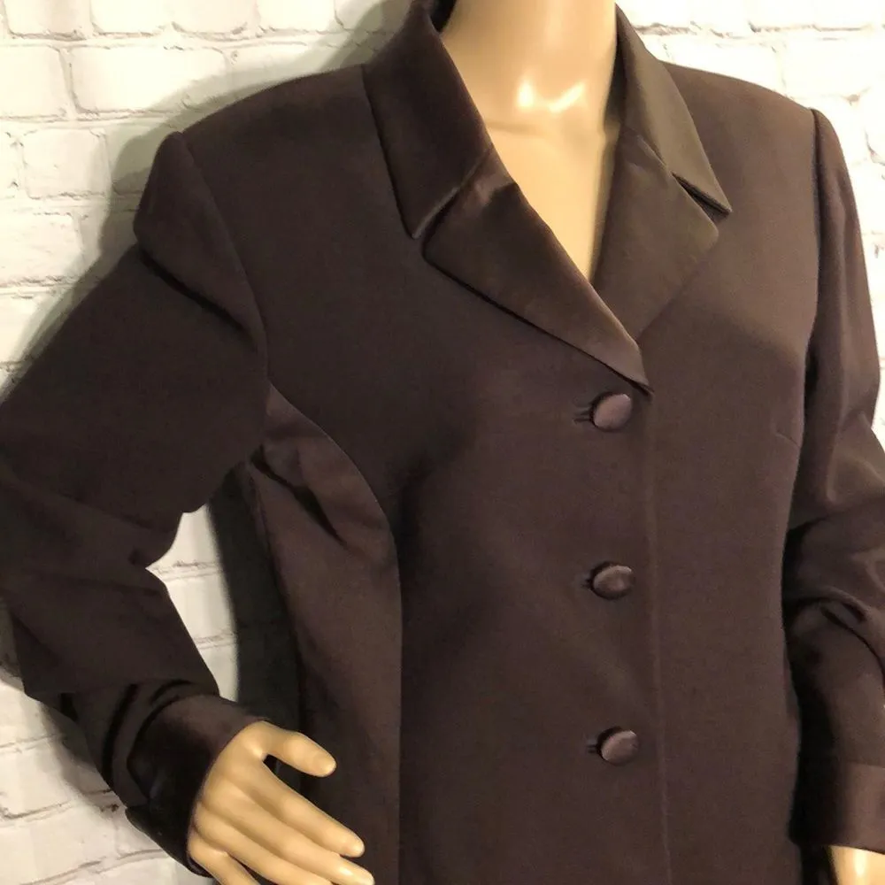 Kasper 2 Piece Pant Suit Careerwear Dark Brown 1990s Y2K Size 10 - Image 5