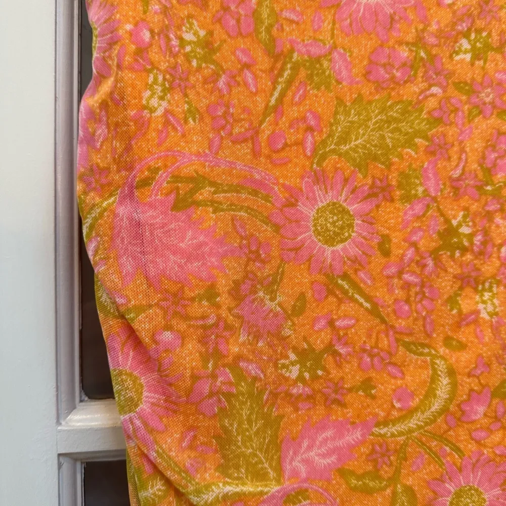 House of Harlow 1960 Orange and Pink Ruched Floral Midi Skirt Size Large L - Image 5