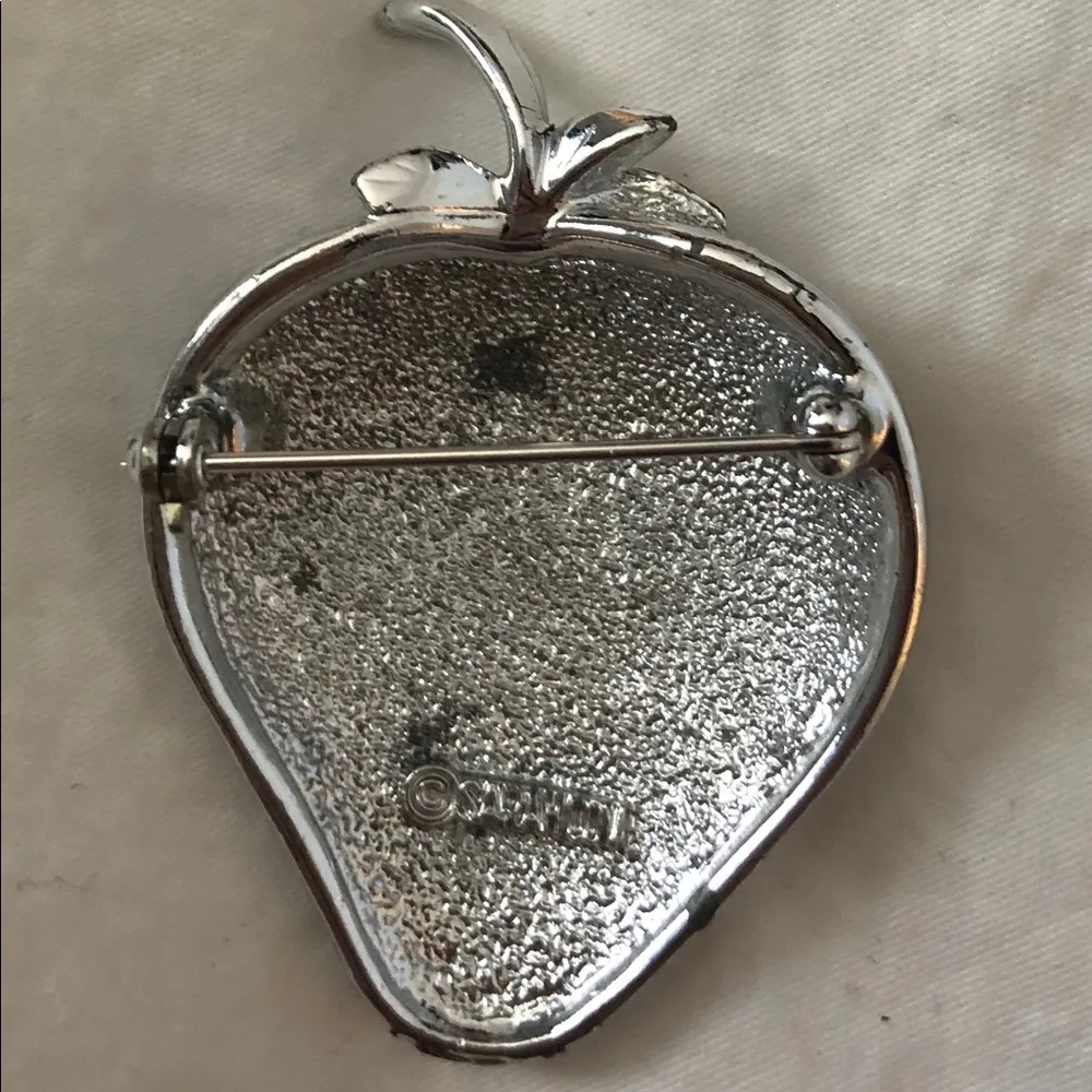 Vintage 1970s SARAH COV Silver Tone 🍓 Brooch - Image 5