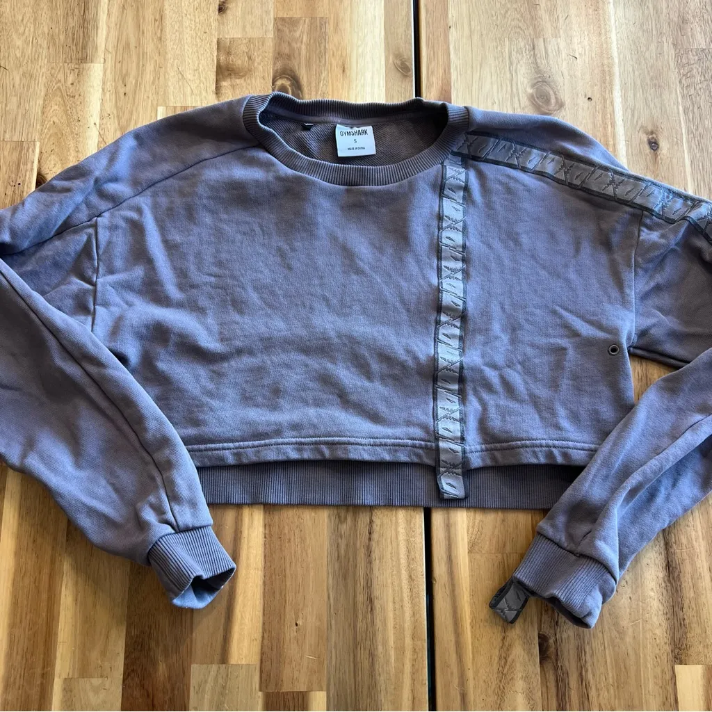 Gymshark Cropped Crewneck Sweatshirt Purple Gray Size S - Image 4