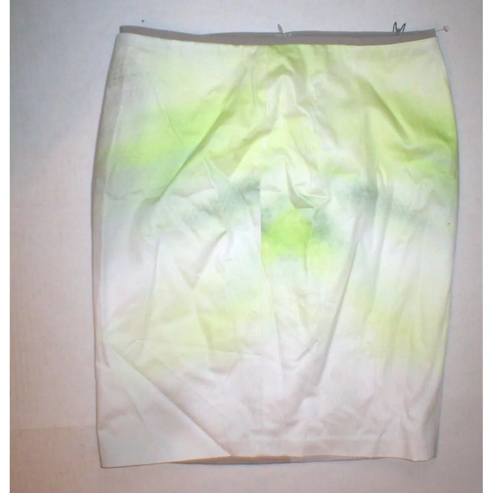 New Womens Designer Tahari Yellow White Tan Skirt Lined Office 12 NWT Ombre Gree - Image 3