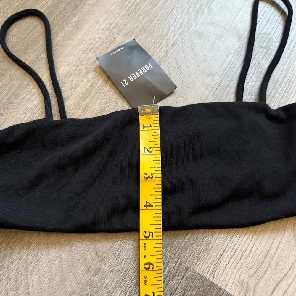 Forever 21 Crop Top NEW Black Long Sleeve Large Stretchy - Image 9