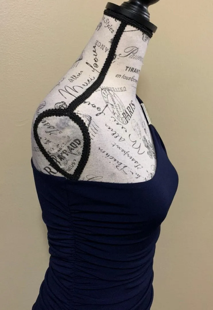 Blue One Shoulder Ruched Dress - Image 5