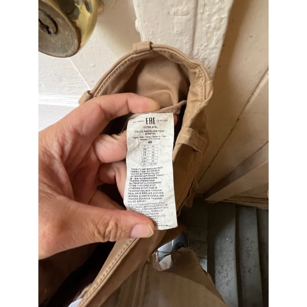 Pinko Denim caldo pantalone raso stretch khaki cotton urban wide leg pants 10 Tan - Image 12