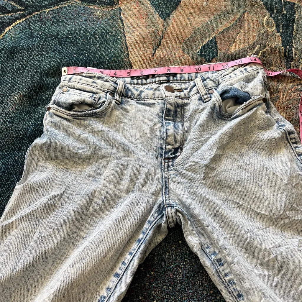 Seethrusoul High Rise Crop Skinny Jeans Acid Wash Women’s 27 Raw Hem Vintage Blue - Image 13