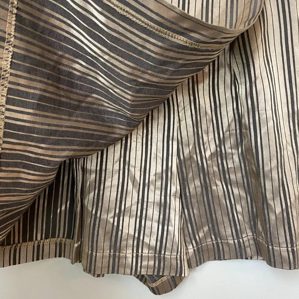 Vintage Judy Knapp California Womens Sz 3 Silky Striped Wrap Skort Bronze Black Gold - Image 10