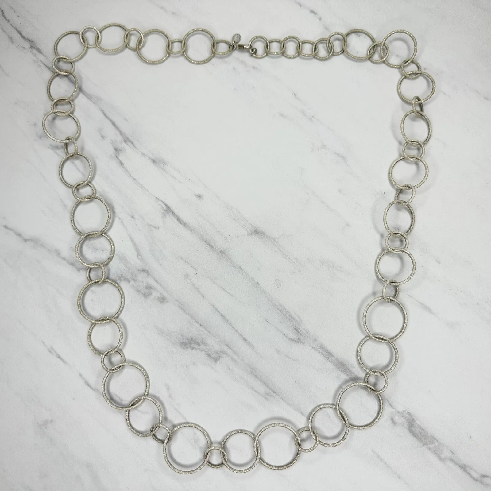 Joan Rivers Sparkly Silver Tone Long Chain Link Necklace ✨ - Image 2