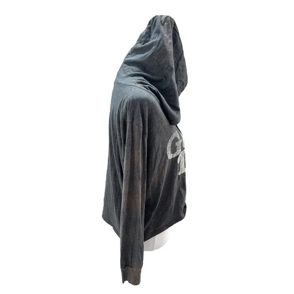 Brew City Brand Good Land Milwaukee Long Sleeve Hooded Cropped Shirt Gray Large - Image 5