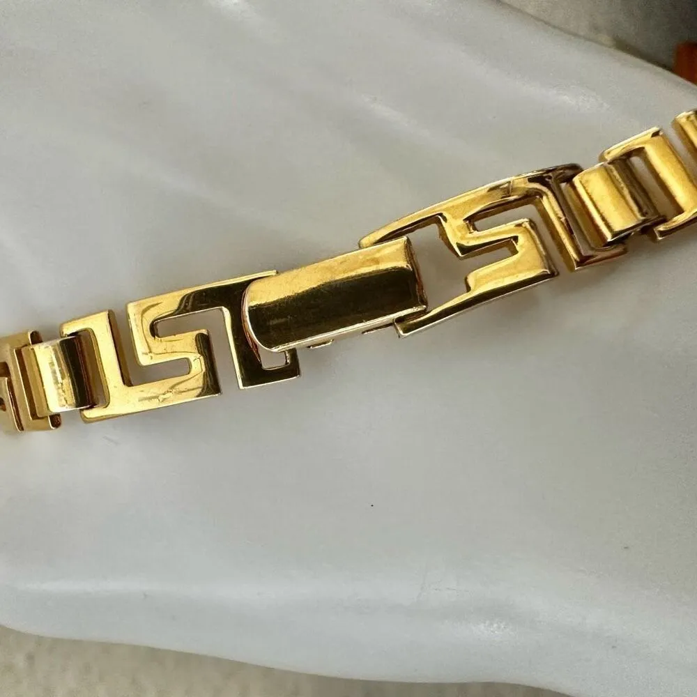 Avon Greek key pattern vintage bracelet Gold - Image 2