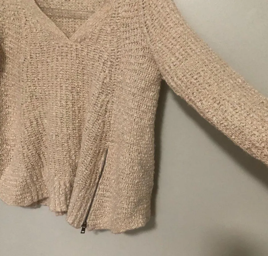 Anthropologie Moth Chunky Sweater Side Zipper Cotton Wool Small - Image 2