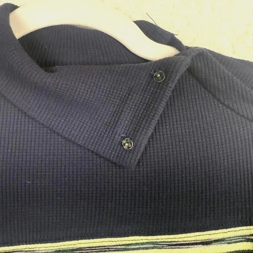 Free People FP Movement Sweater Womens XS Striped Thermal Cropped Thumbholes - Image 3