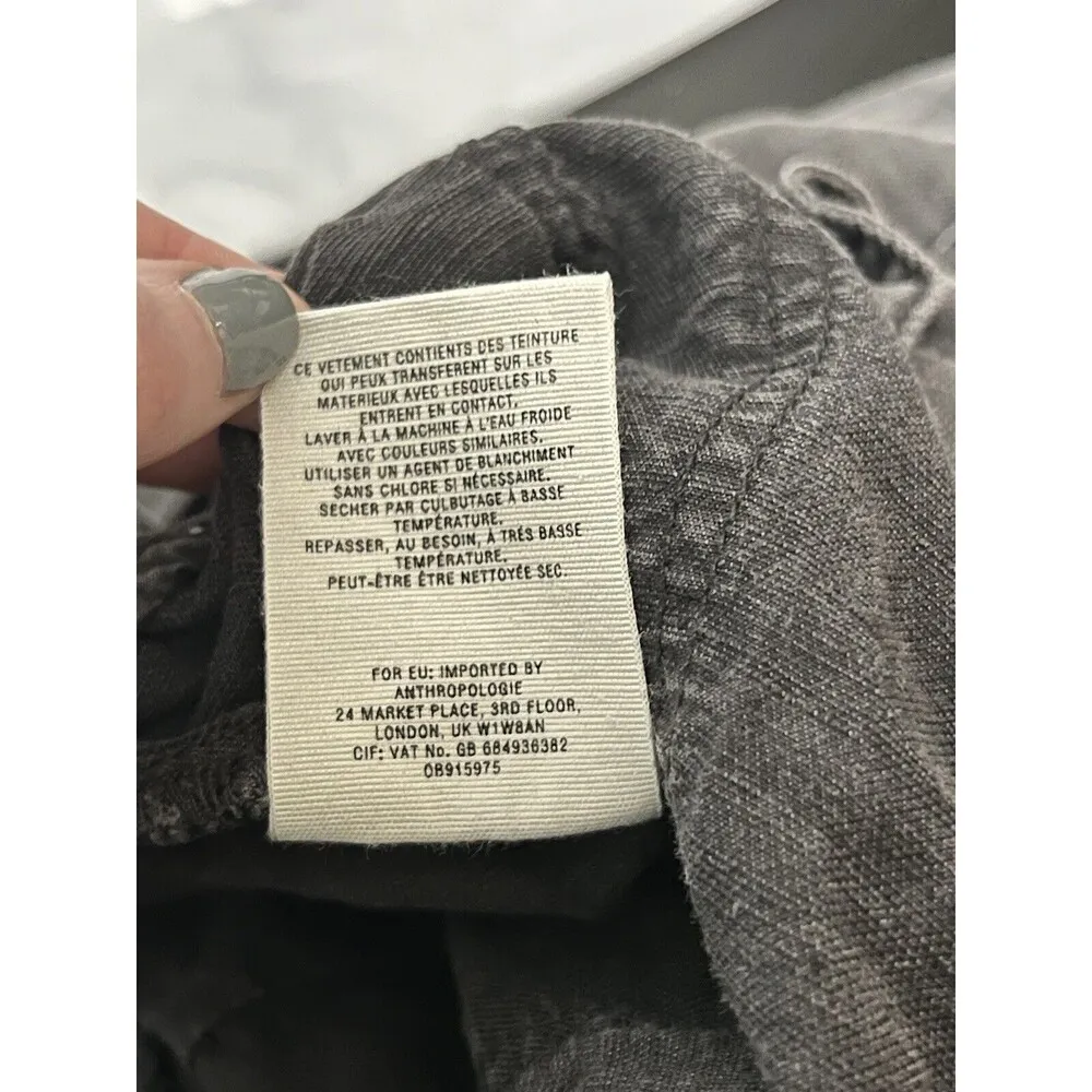 Anthropologie Washed Black Linen Blend Paper Bag Belted Jogger Pants Size 2P - Image 4