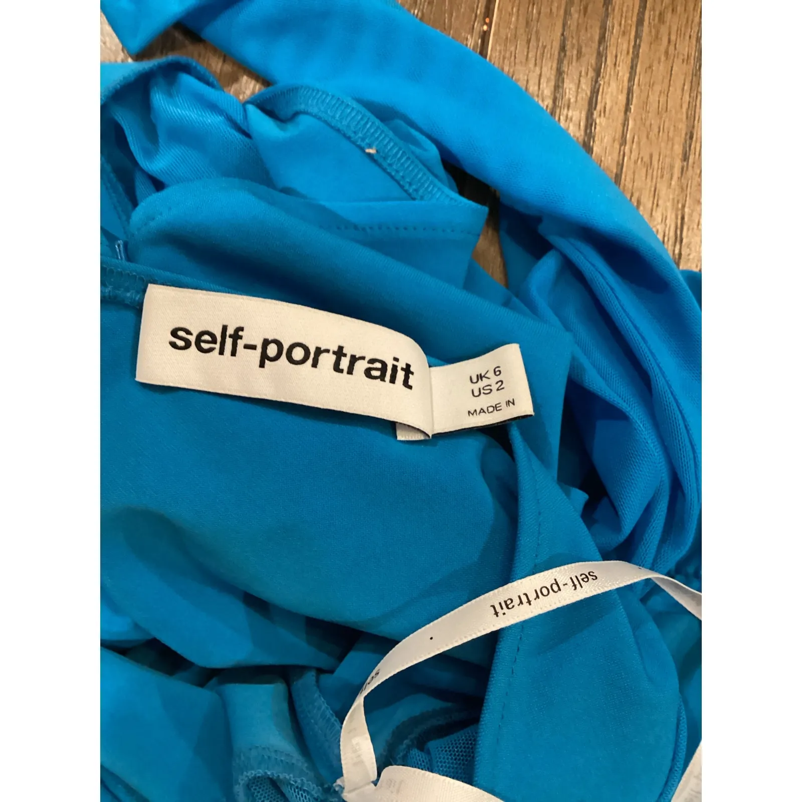 SELF PORTRAIT Bright Blue One shoulder Ruched Stretch jersey Tulle Mini Dress 2 - Image 4