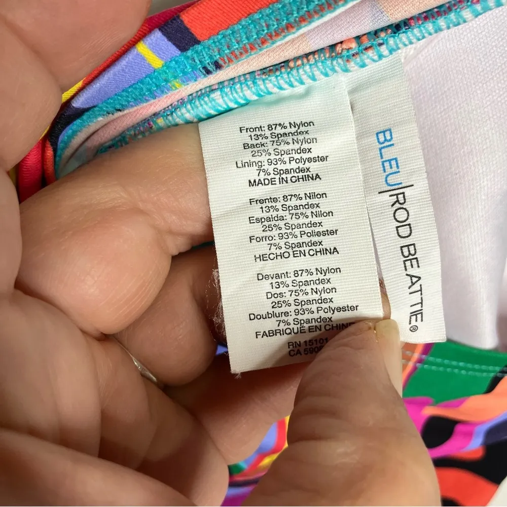 Bleu Rod Beattie multicolored leaf‎ pattern tankini top women’s size 10 summer - Image 7