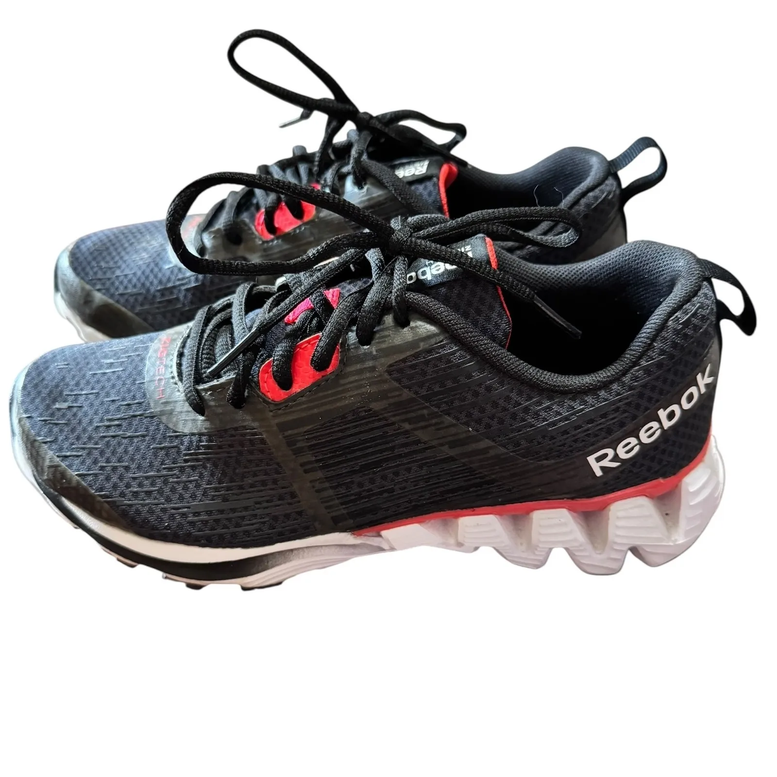 Reebok ZigTech Athletic Running Shoes Comfort Lightweight Black Red Size‎ 6.5 - Image 5