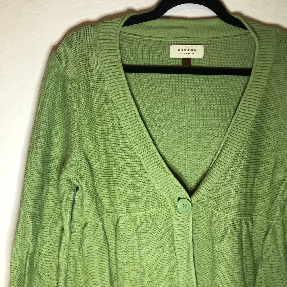 Sonoma Cardigan V Neck Fern Green Long Sleeve Sweater Single Button Sz XL GUC - Image 5
