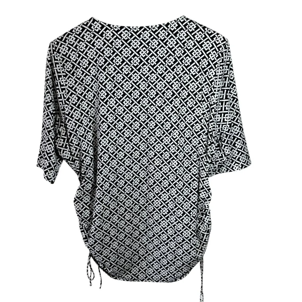 Lands’ End Black & White Geometric Print Swim Cover-Up Top Size XL - Image 5