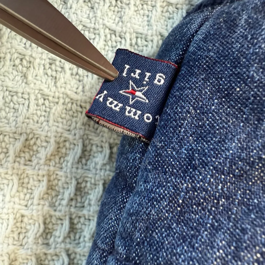 Vintage Tommy Jeans Girl Hilfiger Denim Puffer Vest Womens Medium 90 Y2K Quilted - Image 3