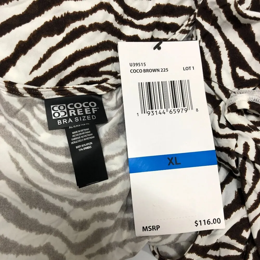 Coco Reef Adorn Animal-Print Swim Cover-Up Dress Brown White Size XL - Image 5