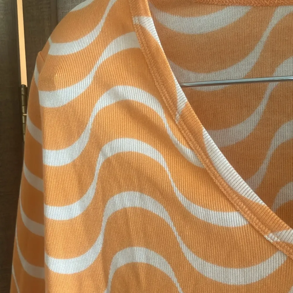 Orange and White Wave Pattern Women's Top medium - Image 3