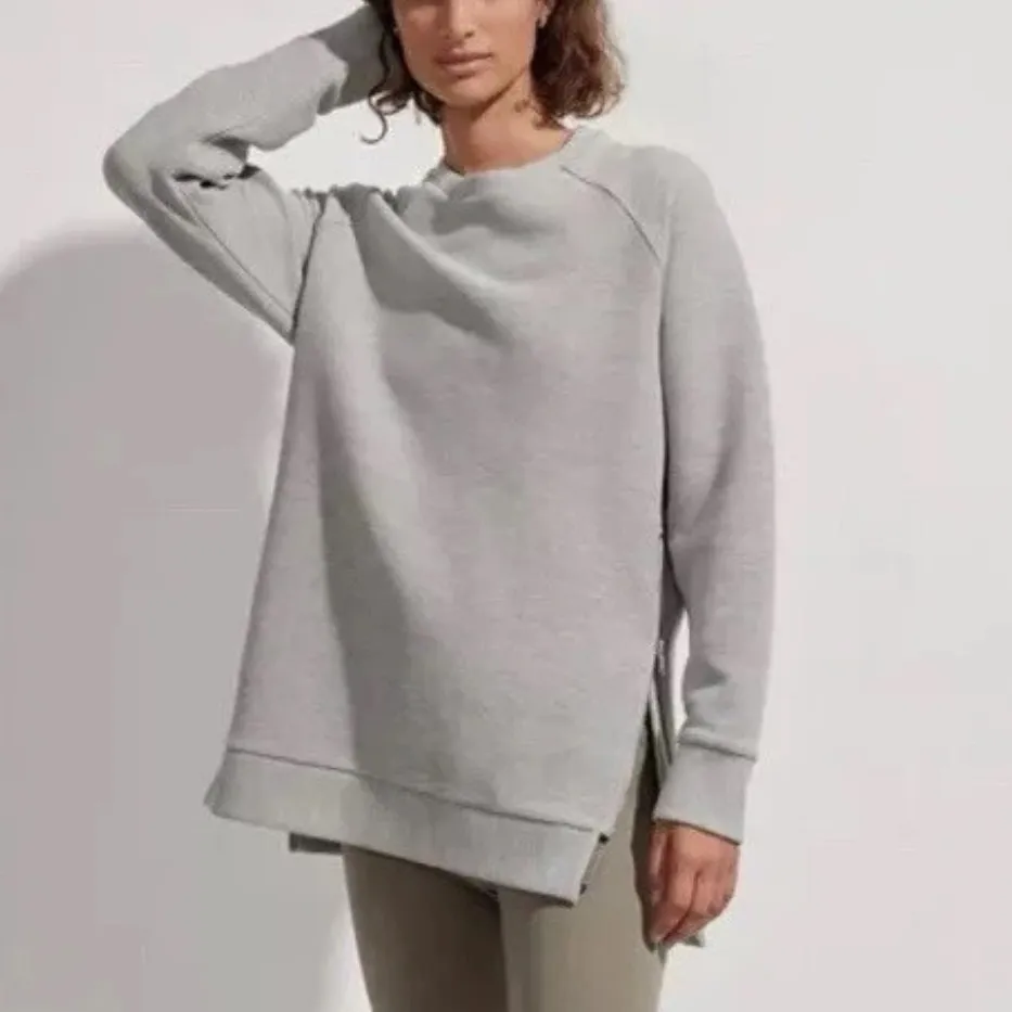 Varley Manning Sage Gray Ribbed Adjustable Zippered Side Slits Sweater - Image 2