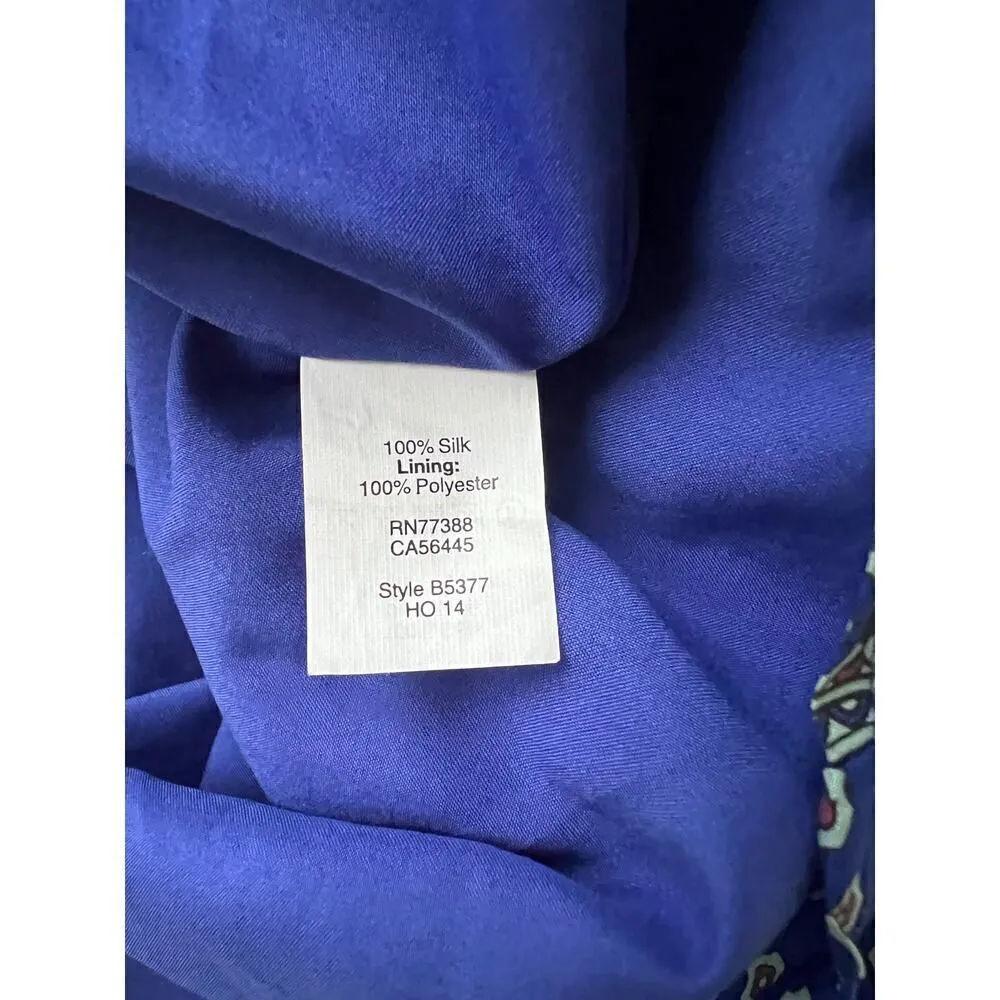 Madewell Silk Ascot Grid Keyhole Shift Flare Silk Dress Size Small - Image 8