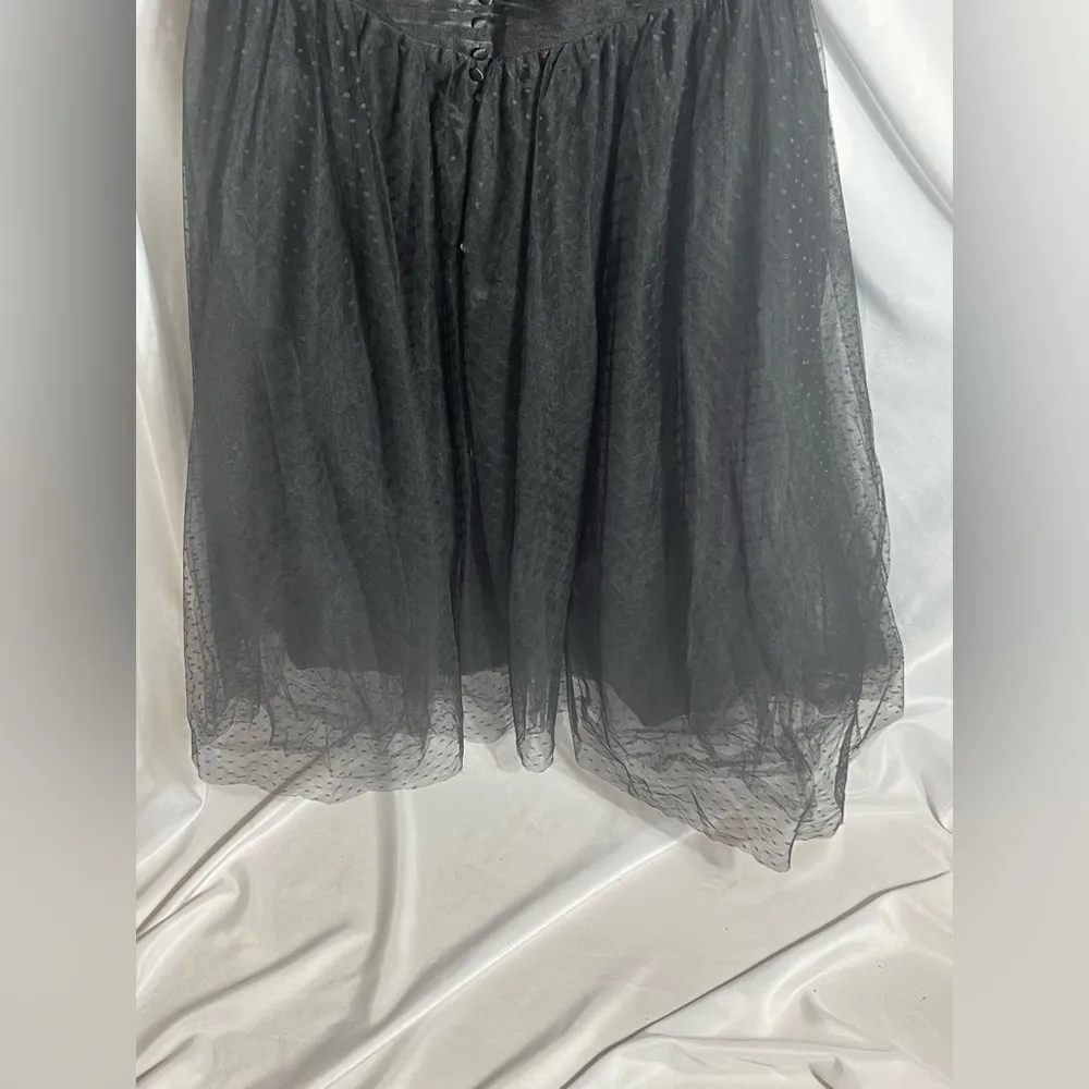 Su Dress Women’s Plus Size 26 Elegant Black Tulle Dress with Puff Sleeves NWT - Image 3