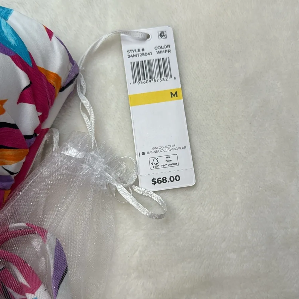 Anne Cole Women's Dance Floor Palm Twist Front Bandeaukini Swim Top- Size Medium - Image 7