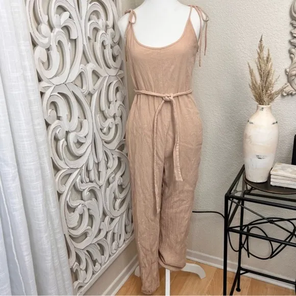 WAYF‎ Spector Tie Strap Crinkle Jumpsuit Size M - Image 4