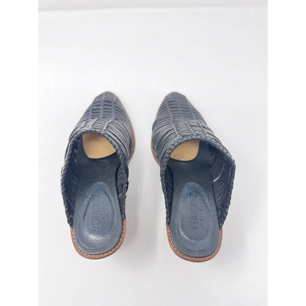 Sundance Vera Cruz Sandals Black Leather Bella Notte Mules Slip On Heels 39 US 8 - Image 7