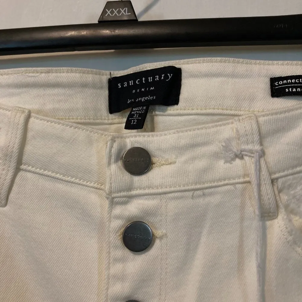 Sanctuary women's size 31 connector kick crop exposed button fly jeans - Image 2