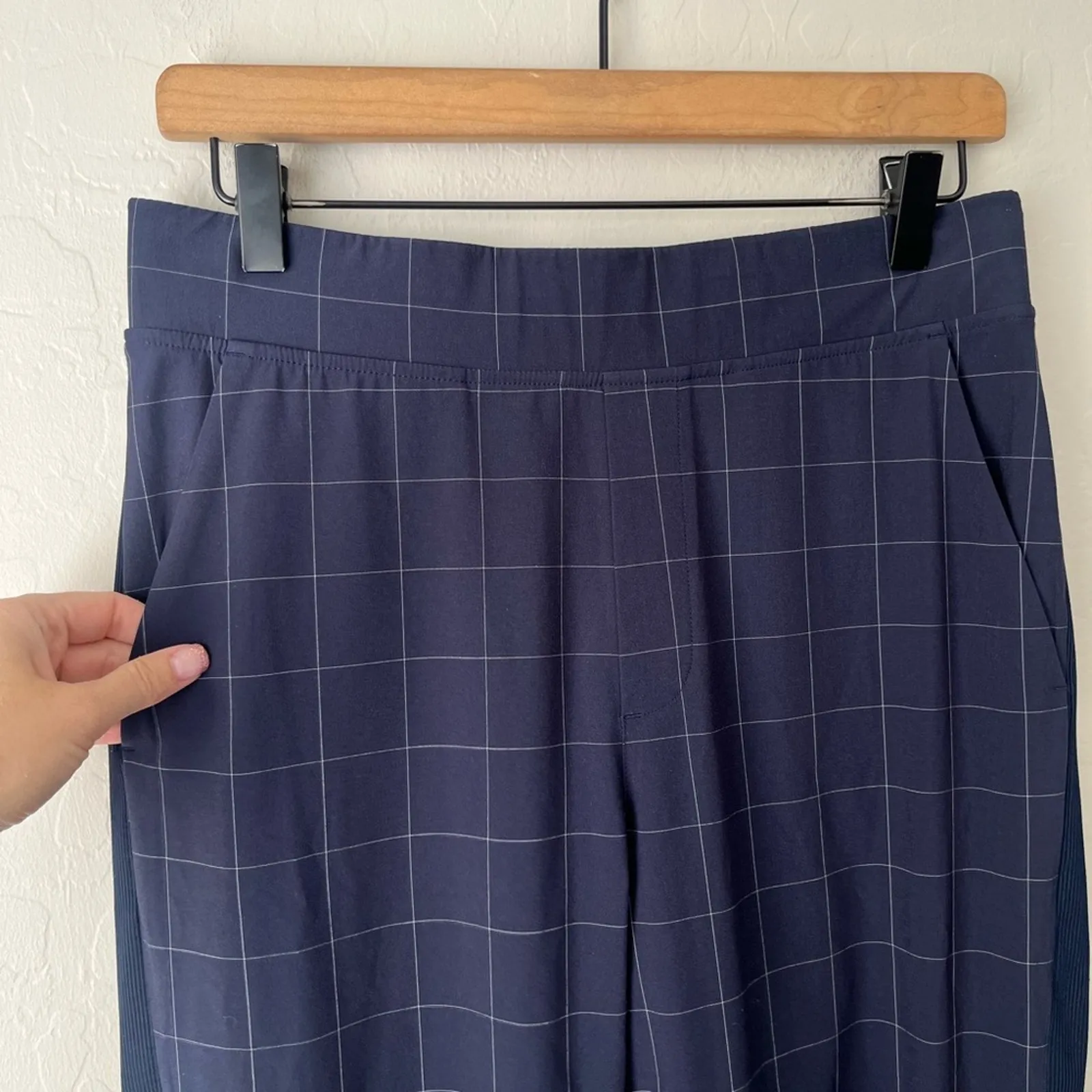 Athleta Plaid Brooklyn Ankle joggers navy blue 6 - Image 10