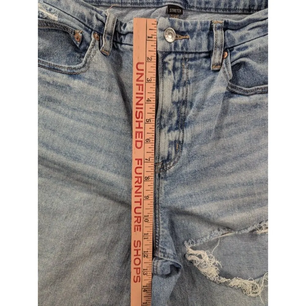 American Eagle Jeans Womens Size 12 Blue Destressed Curvy 90s Straight Whiskers - Image 8