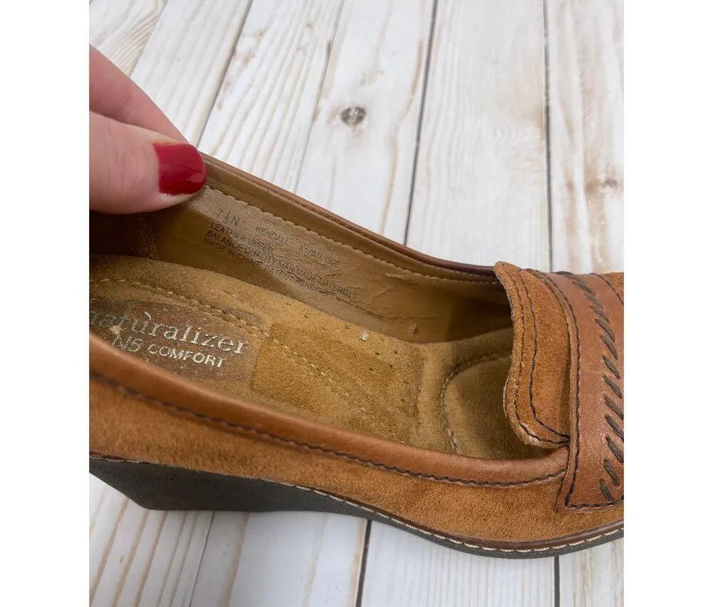 Naturalizer Suede Wedge Heel Oxford Loafers Size 7.5 - Image 8