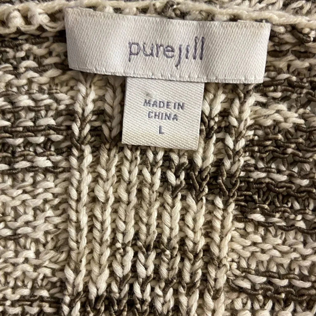 J Jill Pure Jill marled cardigan sweater kimono style brown cream Large - Image 7