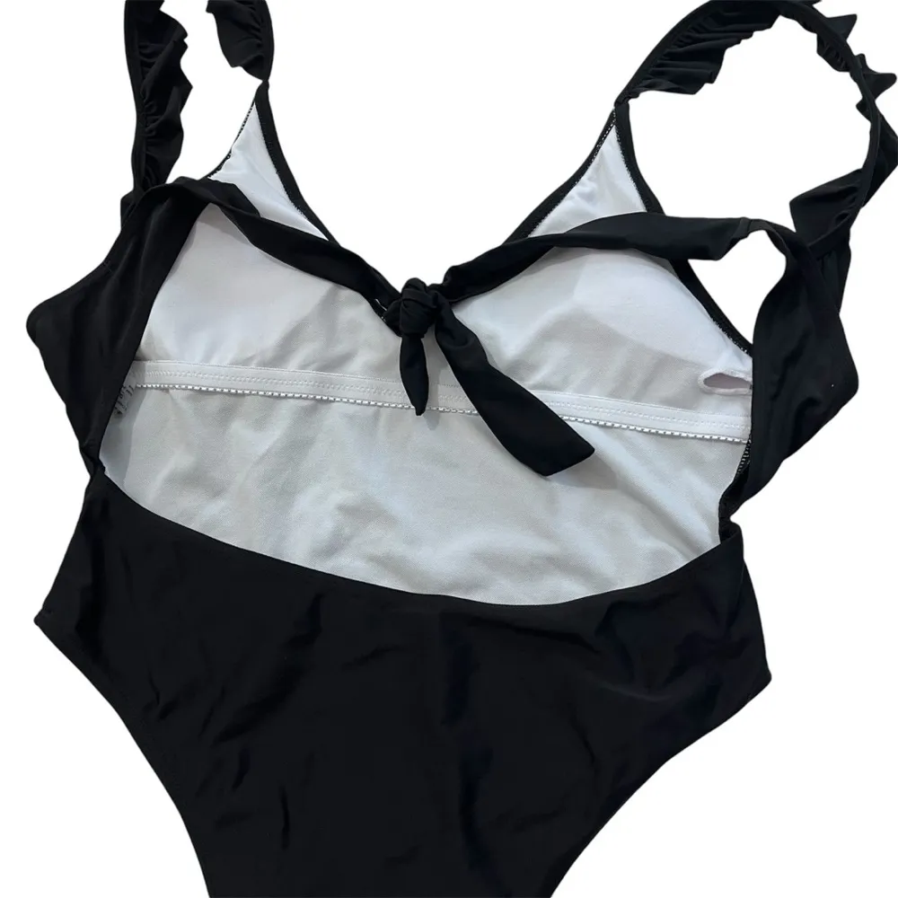 SHEIN Black Open Back Swimsuit Size L - Image 4