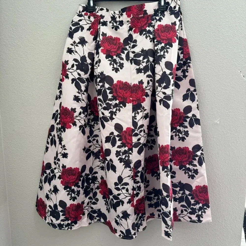 SHEIN Classy Boxy Pleated Floral Midi Skirt Size XL‎ - Image 2