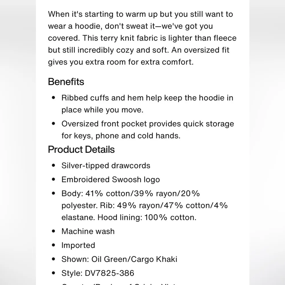 Nike Oversized Terry Pullover Hoodie Sage - Image 3