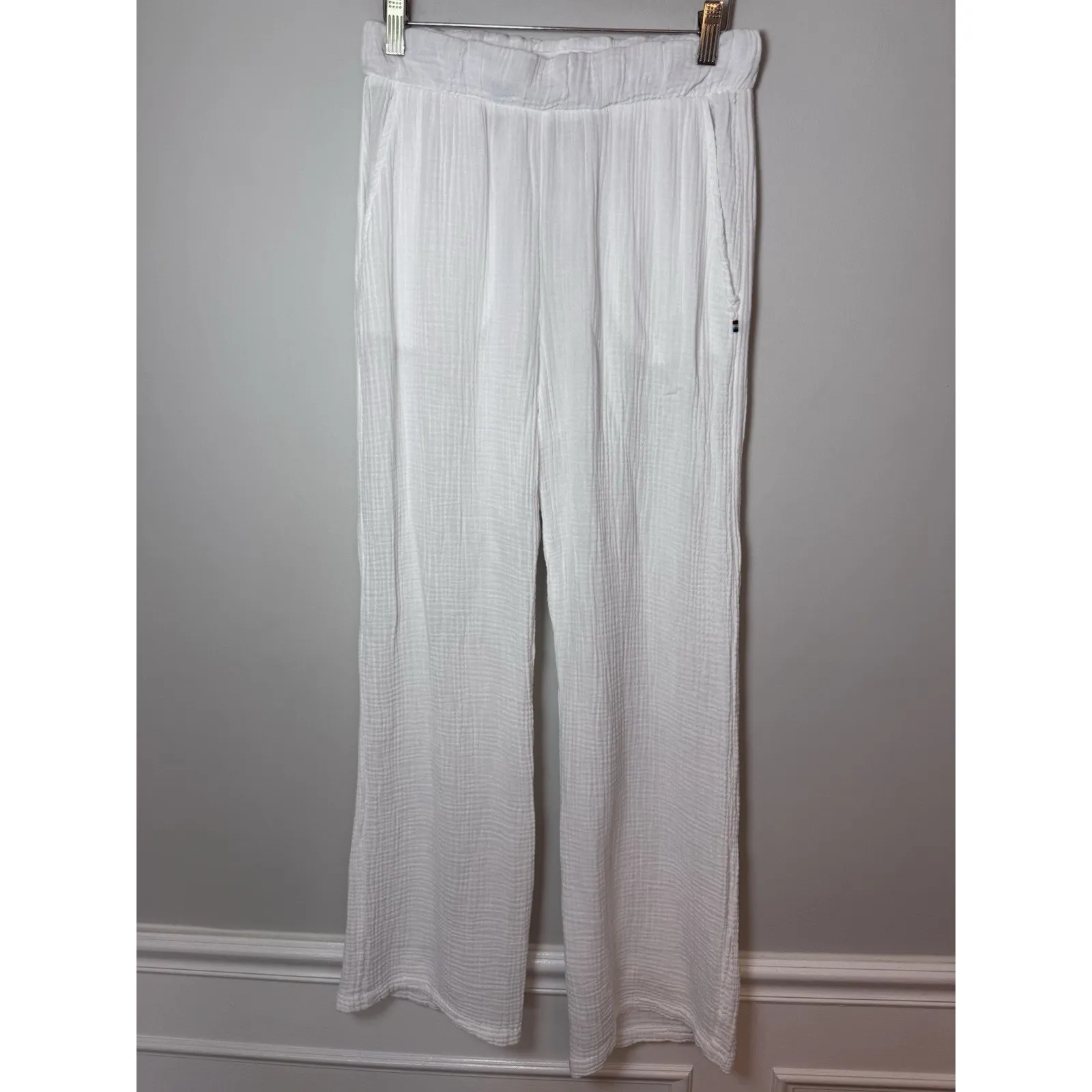 Sol Los Angeles Cotton Crepe Wide Leg Pants White XS - Image 2