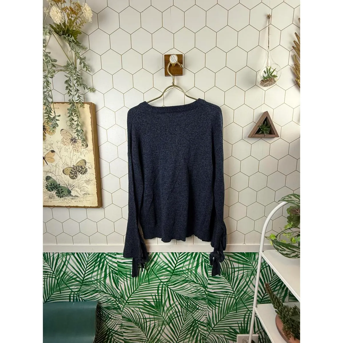 Madewell Navy Marled Baltic Tie-Cuff Pullover Sweater - Size - Small - Image 4