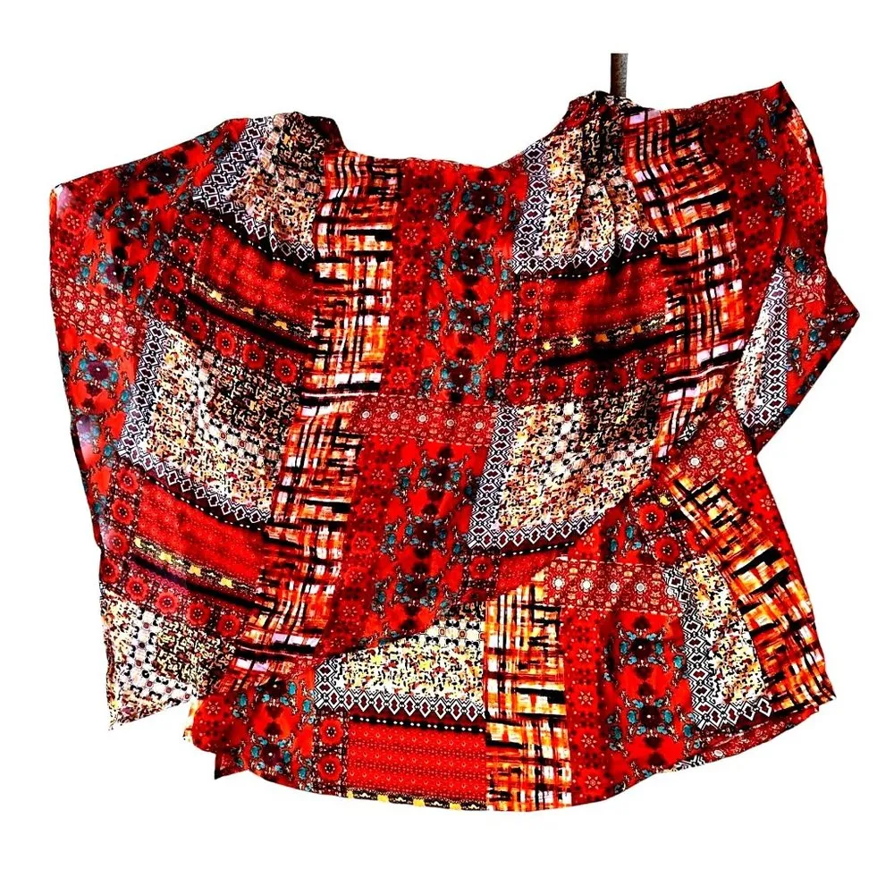 Ava & Grace Woman Asymmetrical Overlay Top 3X Floral Abstract Dolman Sl… - Image 3