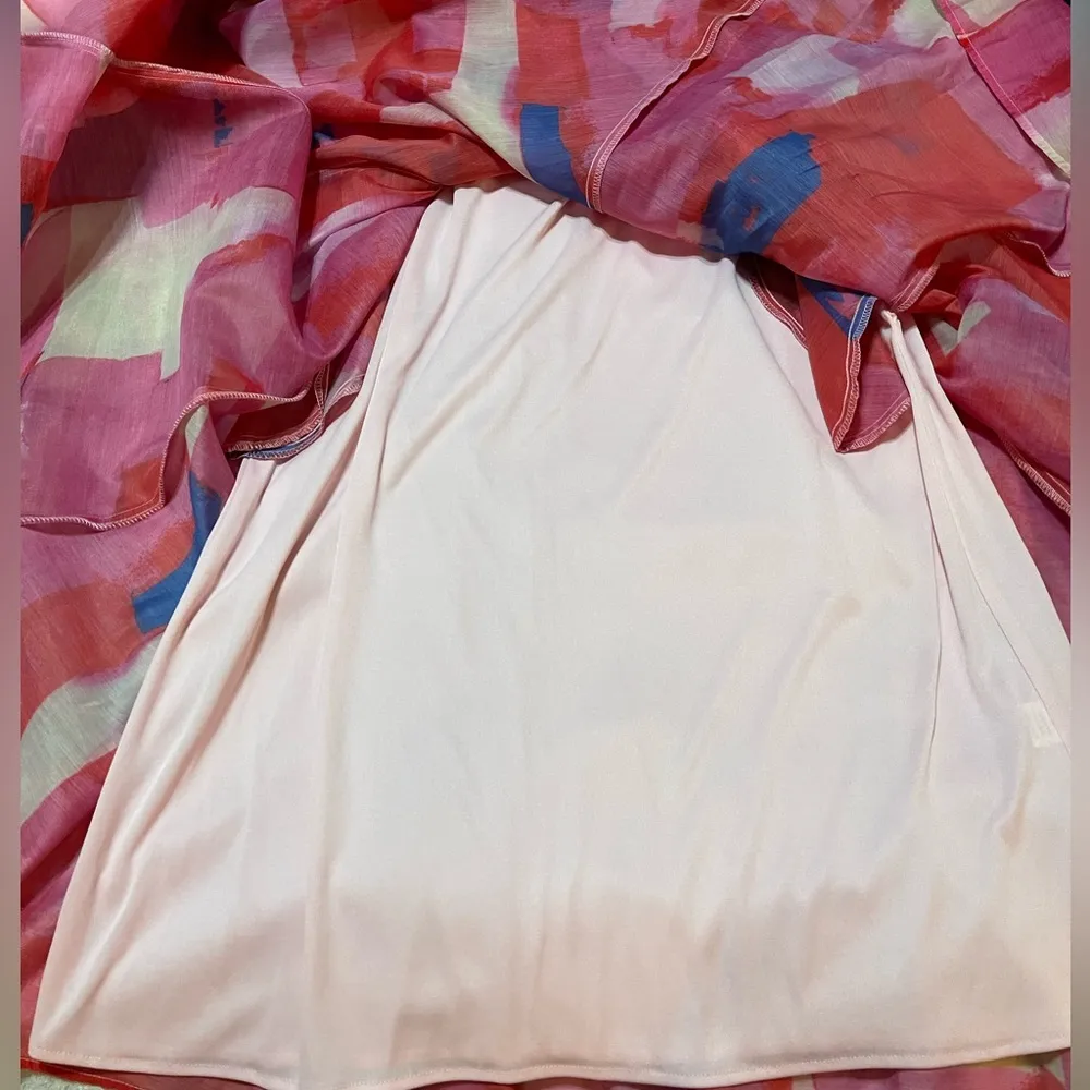 Anthropologie x Eva Franco Pink Rose Painted Sleeveless Midi Dress Size 10 Red - Image 6