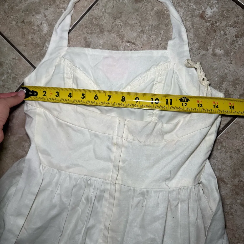 Vintage 70s Candi Jones White Embroidered Maxi Dress Cottagecore Prairie Size 6 - Image 4