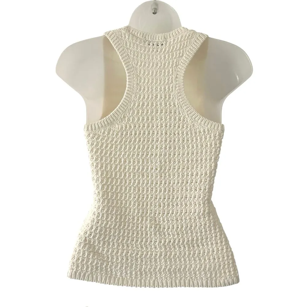 Madewell Women's Crochet Knit Crewneck Ivory Sweater Tank XXS New - Image 6