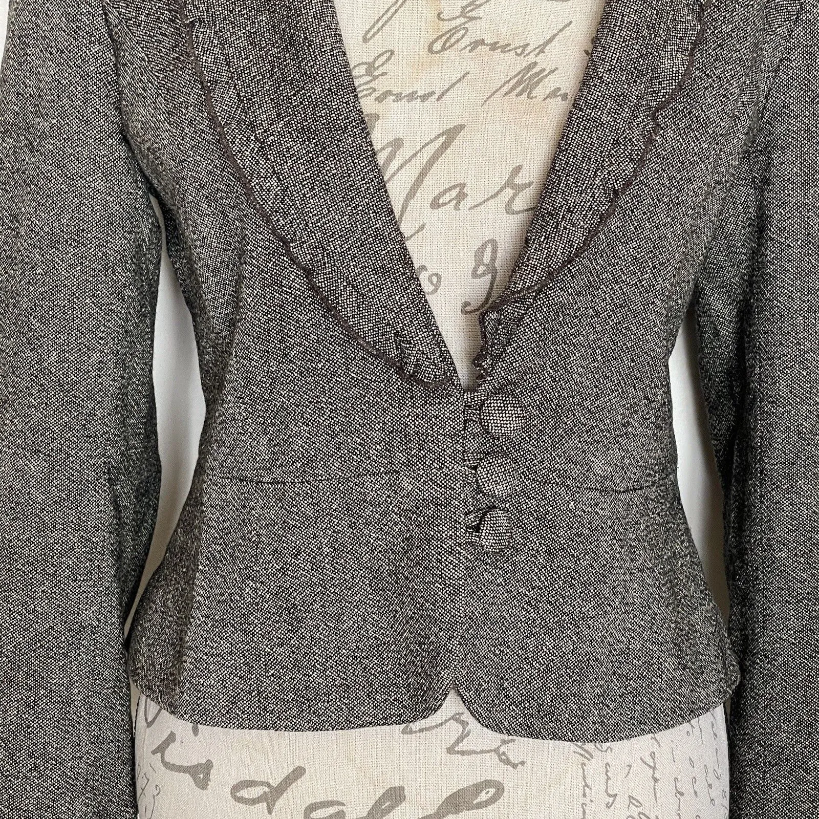 Loft Womens Blazer Jacket Sz 6  Ruffle 3 Button Corporate, Girl boss, Business - Image 7